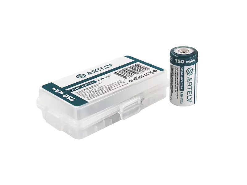 Аккумулятор RCR123 (3.7V, Li-ion, 750mAh)
